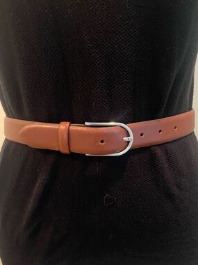 Classic Brown Leather Women's Belt with Silver Buckle - NWOT